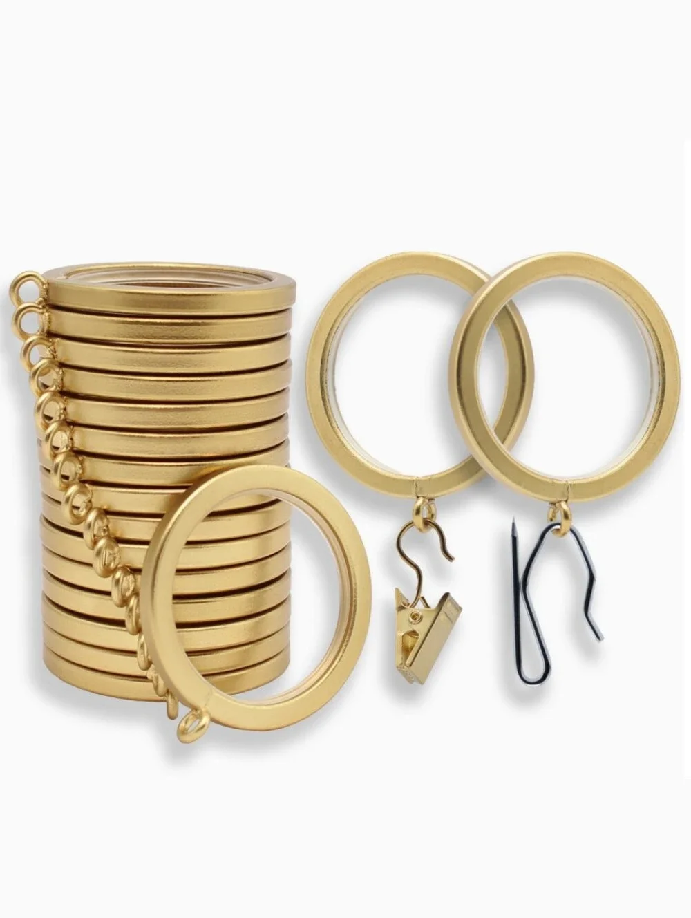 Blast Home NWT 18-Pack Luxury Premium Metal Curtain Rings In Brushed Gold 1.5